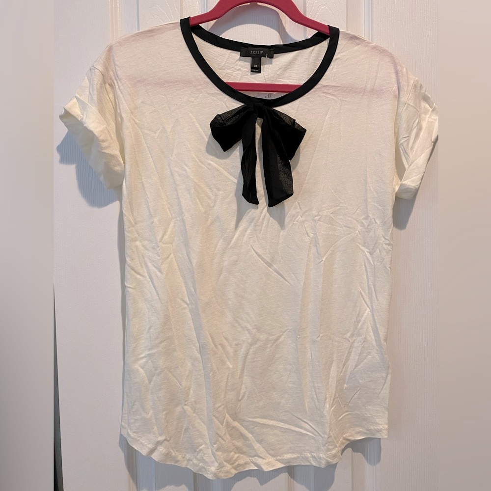 NWT J.Crew Bow-Detail Rolled-Sleeve T-Shirt
